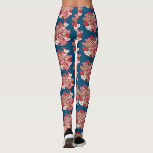 Leggings Clusters de Coeurs sur Motif bleu à Customiser (Dos)