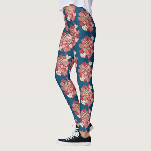 Leggings Clusters de Coeurs sur Motif bleu à Customiser (Gauche)