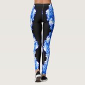 Leggings Cobalt bleu floral élégant bleu hydrangées (Dos)