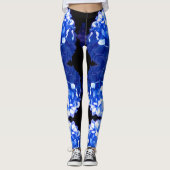 Leggings Cobalt bleu floral élégant bleu hydrangées (Devant)