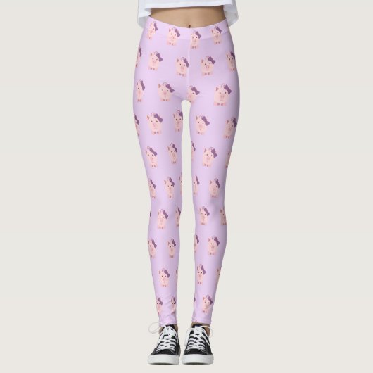 Leggings Cochon fille mignonne (Devant)