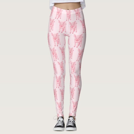 Leggings Cochon rose pâle (Devant)