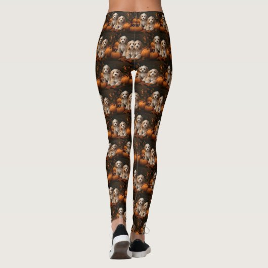 Leggings Cockapoo Puppy Citrouille d'automne (Dos)
