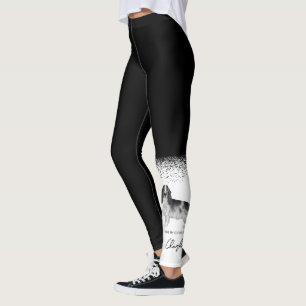 Leggings Cocker Spaniel En Noir Et Blanc & Texte Personnali