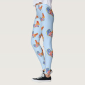 Leggings Cockerel Rooster Rouge Drôle et Zones Bleues et Bl (Gauche)