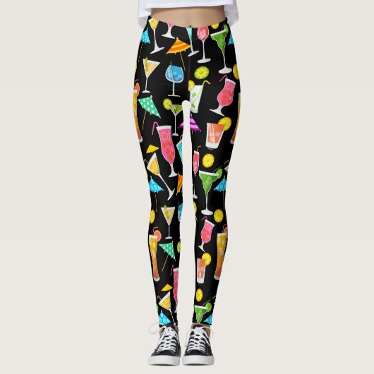 Leggings Cocktail Happy Hour Fête Motif (Devant)