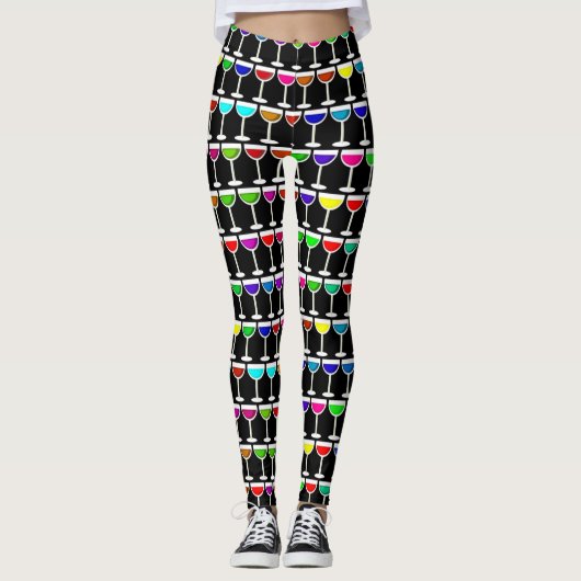Leggings cocktails noirs verres à vin (Devant)