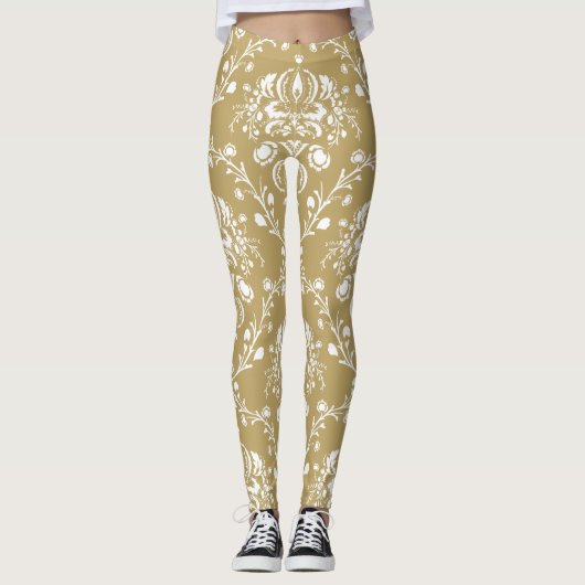Leggings Cocoa and Cream Damask (Devant)