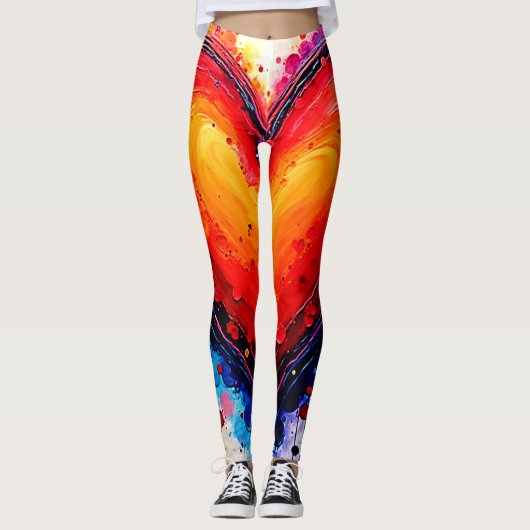 Leggings Cœur Abstrait Vibrant Art Splash (Devant)