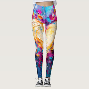 Leggings Coeur d'amour moderne abstrait coloré