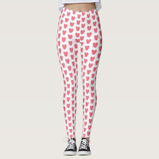 Leggings Coeur d'aquarelle rose (Devant)