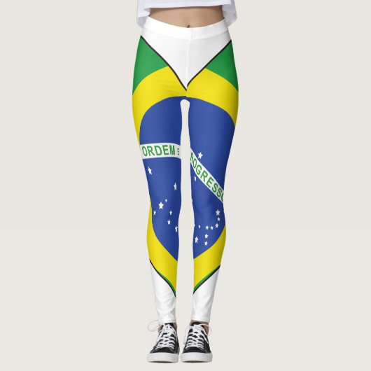 Leggings Coeur de drapeau du Brésil (Devant)