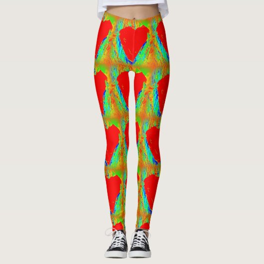 Leggings coeur de pierre rouge vert (Devant)