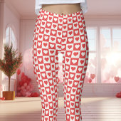 Leggings Coeur en damier rouge et blanc Saint Valentin