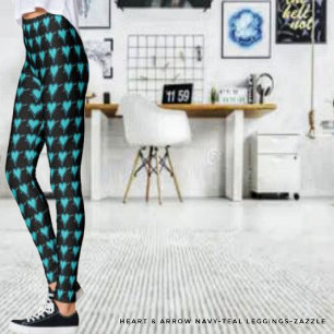 Leggings Coeur et flèche - Turquoise de la marine