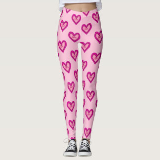 Leggings Coeur rose