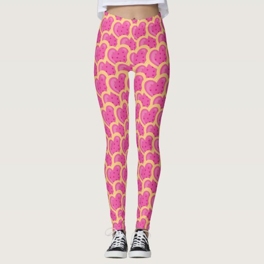 Leggings Coeur rose Coeurs Cookies Cuisson Aliments Valenti (Devant)