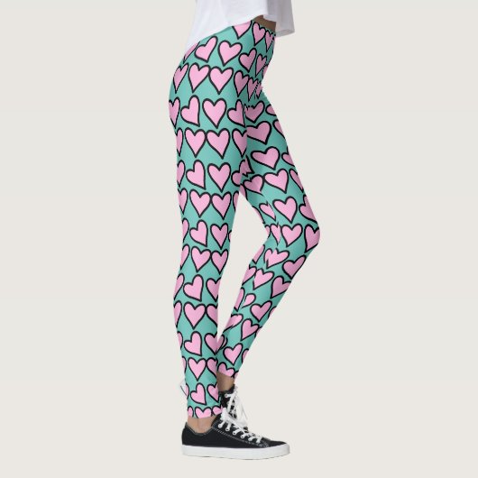 Leggings Coeur rose et vert (Droite)