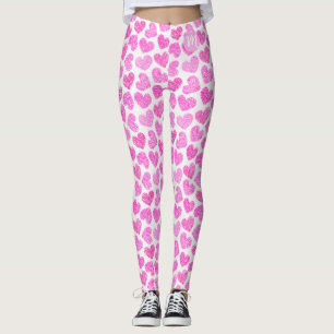 Leggings Coeur rose mignon Doodled Saint Valentin Monogramm