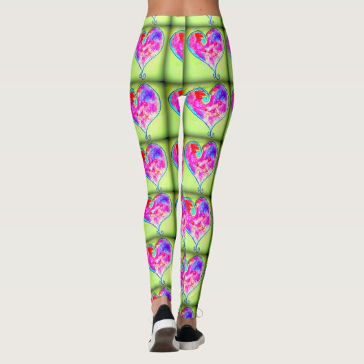 Leggings coeur rose vert (Dos)