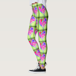 Leggings coeur rose vert