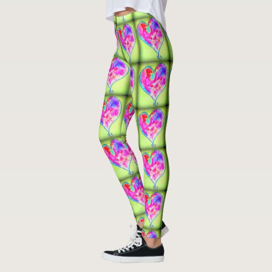 Leggings coeur rose vert (Gauche)