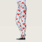 Leggings Coeur rouge, bleu et blanc (Gauche)