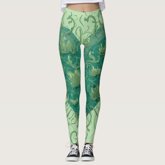 Leggings Coeur vert à l'intérieur (Devant)