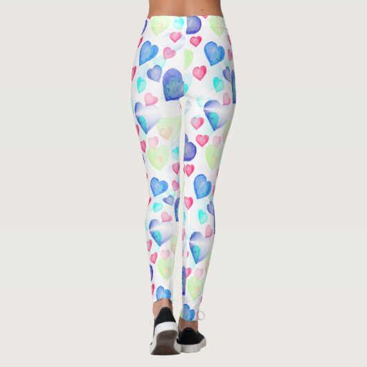 Leggings Coeurs aquarelle (Dos)