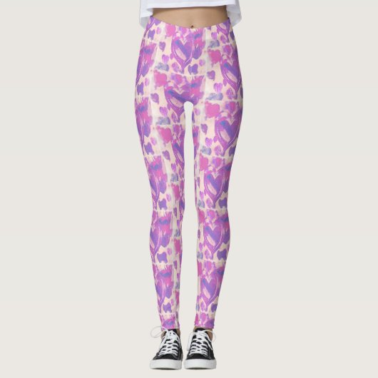 Leggings Coeurs aquarelle (Devant)