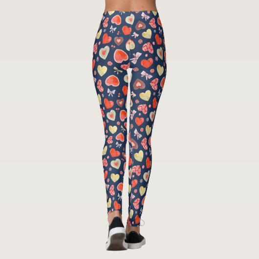 Leggings Coeurs aquarelle (Dos)