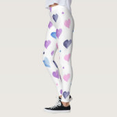 Leggings Coeurs Aquarelle Motif rose pourpre bleu (Gauche)