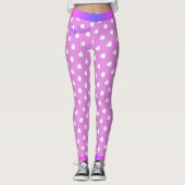 Leggings Coeurs blancs avec votre nom sur rose (Devant)