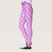 Leggings Coeurs blancs avec votre nom sur rose (Gauche)