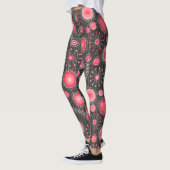 Leggings Coeurs blancs et gris et fleurs florales (Gauche)