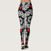 Leggings coeurs blancs rouges jambes noires adolescent (Dos)