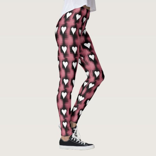 Leggings Coeurs blancs sur le panneau rouge (Droite)