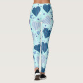 Leggings Coeurs bleus amusants (Dos)