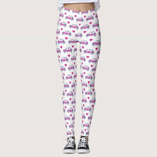 Leggings Coeurs britanniques de Mini Cooper - bleu et rose (Devant)