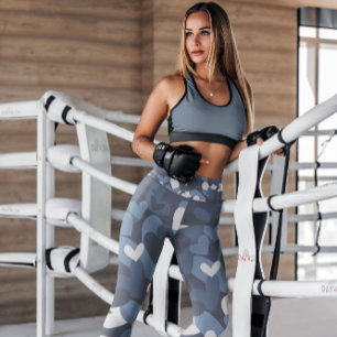 Leggings Coeurs Camo Bleus Motifs   Légendes