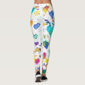 Leggings Coeurs colorés Love Paint Splatter (Dos)