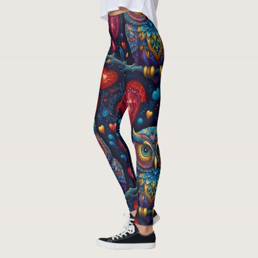 Leggings Coeurs d'amour Chouette colorée (Gauche)