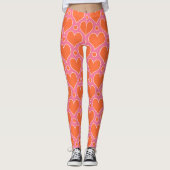 Leggings Coeurs d'amour et motif Pois en rose, orange (Devant)