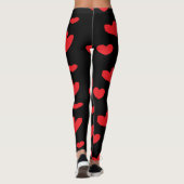 Leggings Coeurs d'amour rouges sur noir (Dos)