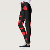 Leggings Coeurs d'amour rouges sur noir (Gauche)