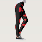 Leggings Coeurs d'amour rouges sur noir (Droite)