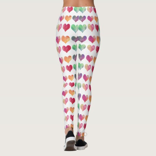 Leggings Coeurs d'aquarelle arc-en-ciel (Dos)