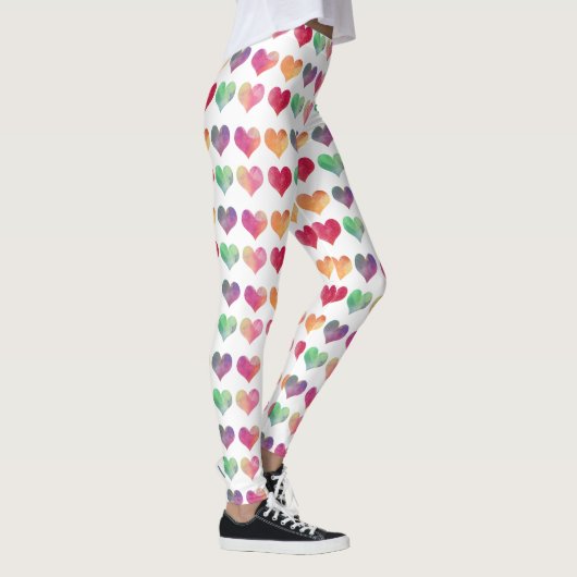Leggings Coeurs d'aquarelle arc-en-ciel (Droite)