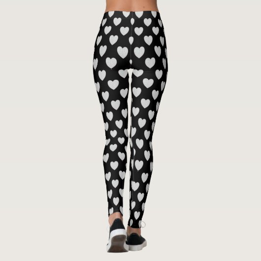 Leggings Coeurs d'argent sur noir (Dos)