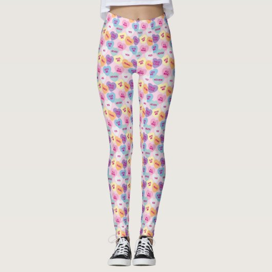 Leggings Coeurs de bonbons (Rose) (Devant)